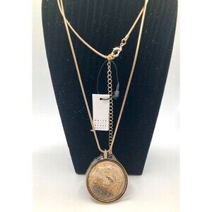 WHITE HOUSE/BLACK MARKET Gold Tone Semi Precious Stone Pendant Necklace 35"